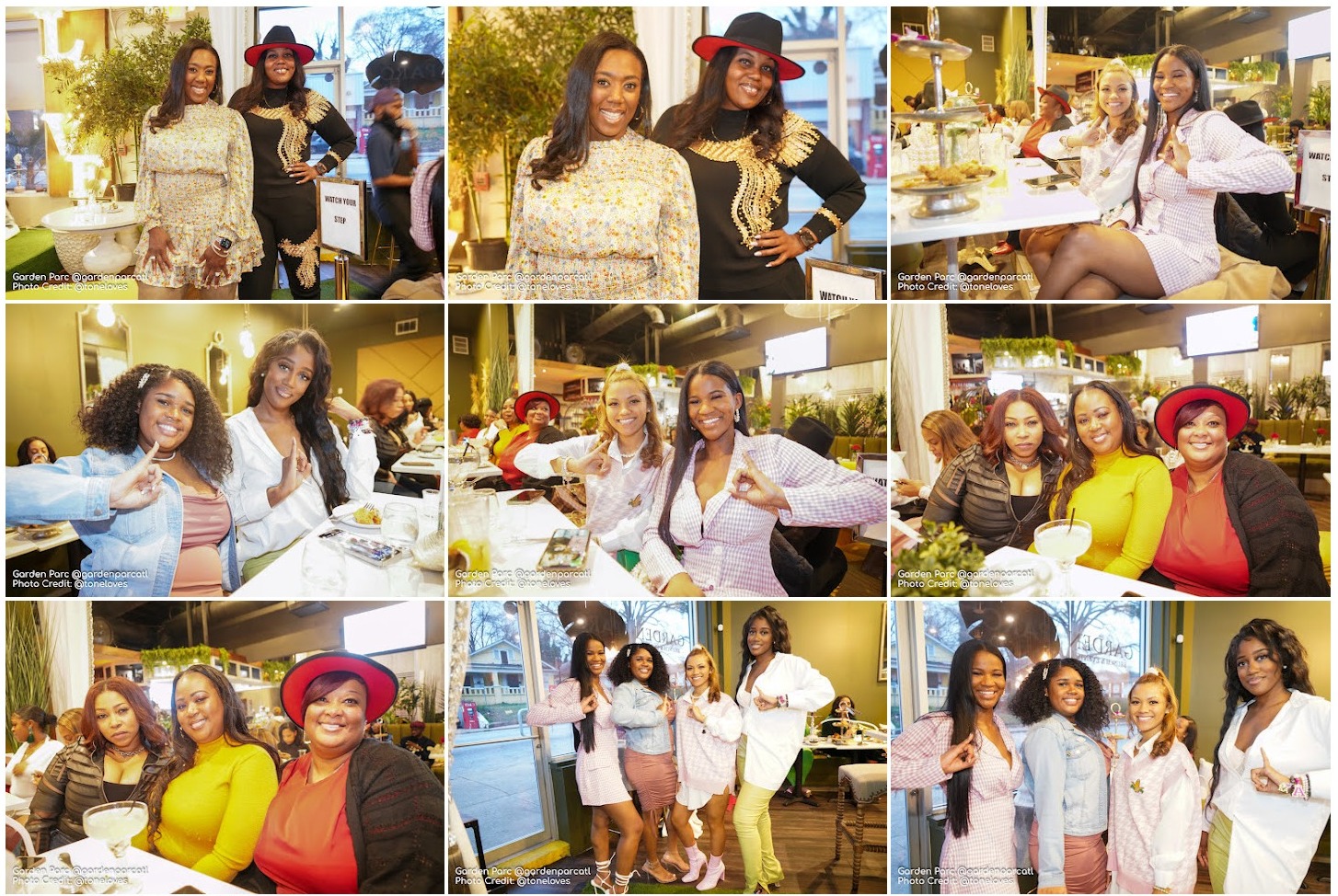 Photo grid of AKA photos at Garden Parc